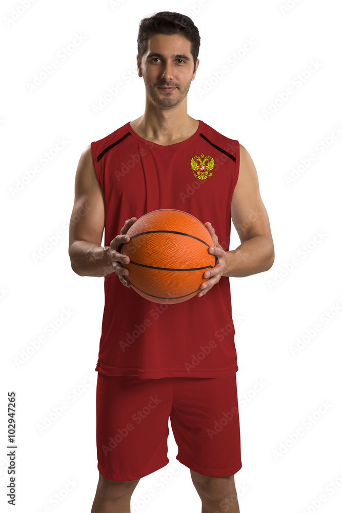 Professional Russian basketball player with ball. Professional Russian basketball player with ball.