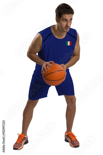 Professional Italian basketball player with ball. © paulovilela