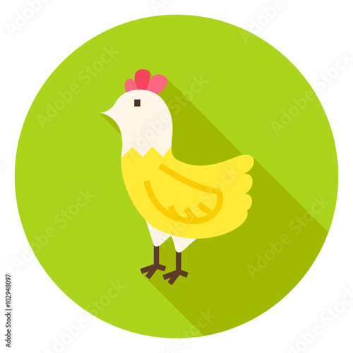 Hen Circle Icon with long Shadow