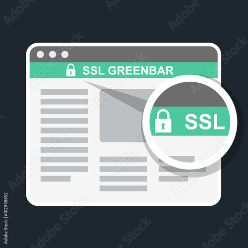 Secure online payment icon - ssl green bar in browser