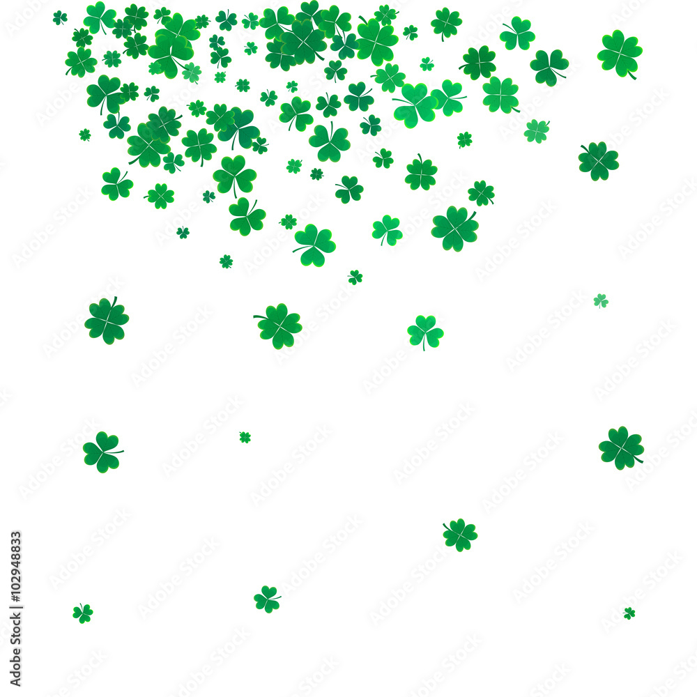 St. Patricks day background with flying clovers. St. Patricks day background with flying clovers.