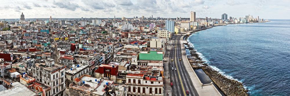 Cuba, La Habana, Skyline, Malecón