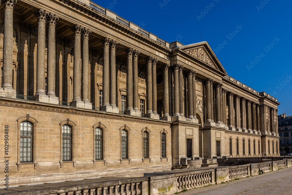 View of Louvre Museum from Place du Louvre. Paris. France.