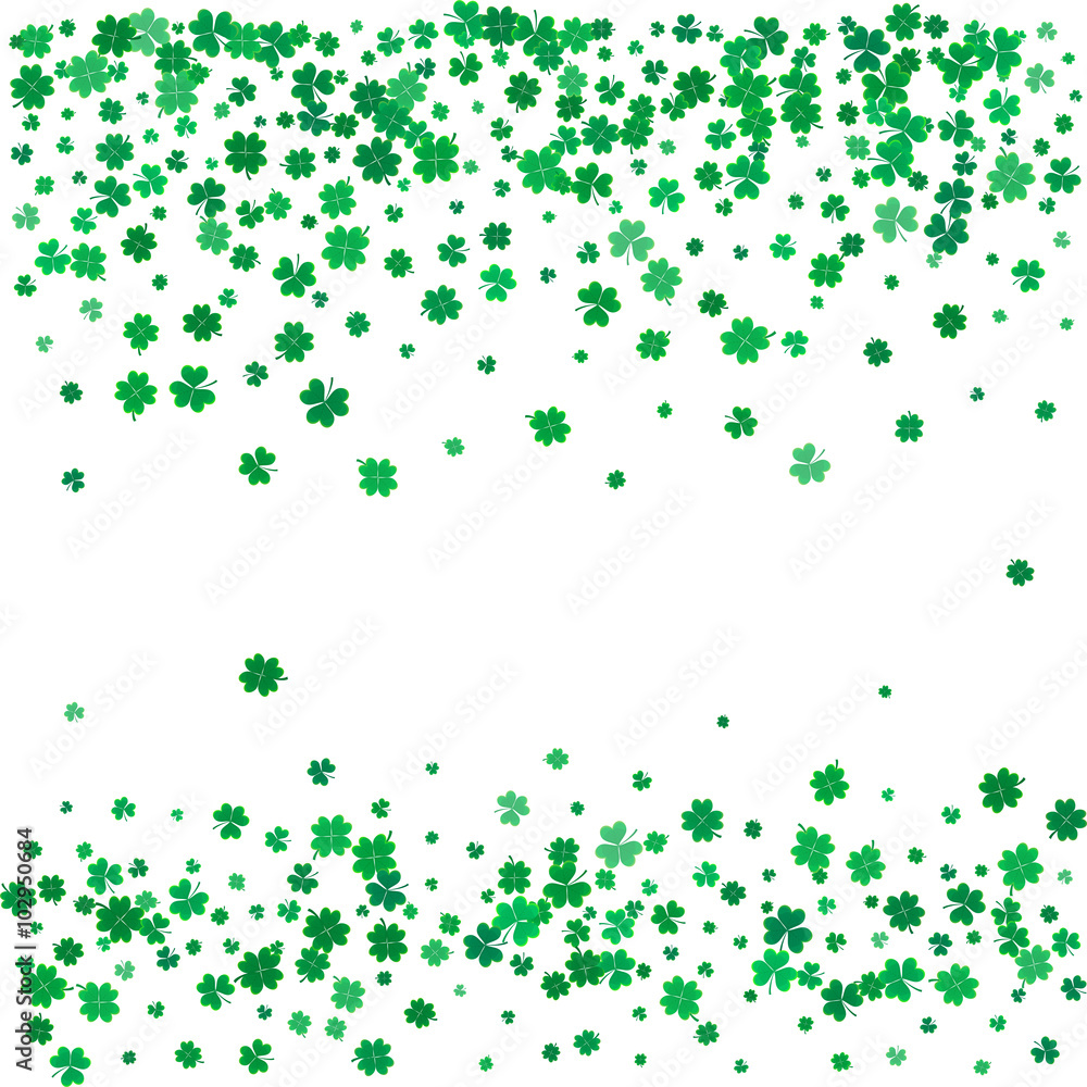 St. Patricks day background with flying clovers. St. Patricks day background with flying clovers.