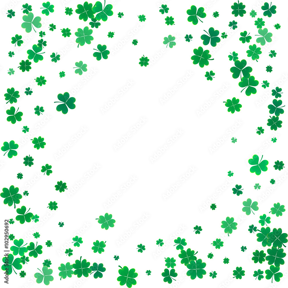 St. Patricks day background with flying clovers. St. Patricks day background with flying clovers.