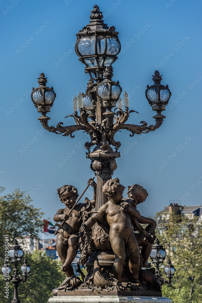 Beaux-Arts style Alexandre III bridge (1896-1900) Paris, France. Beaux-Arts style Alexandre III bridge (1896-1900) Paris, France.
