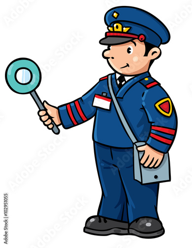 Funny railroader. Children vector illustration