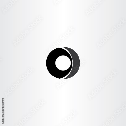 car wheel black letter o icon vector