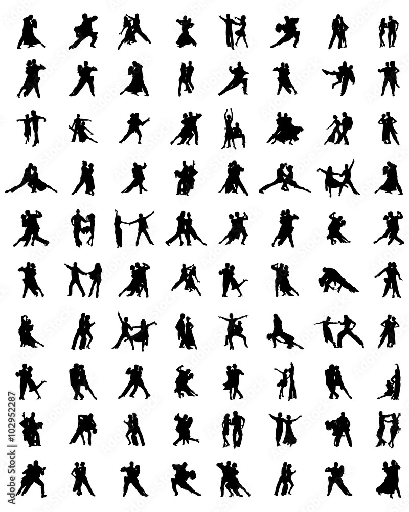 Black silhouettes of tango players, vector Black silhouettes of tango players, vector