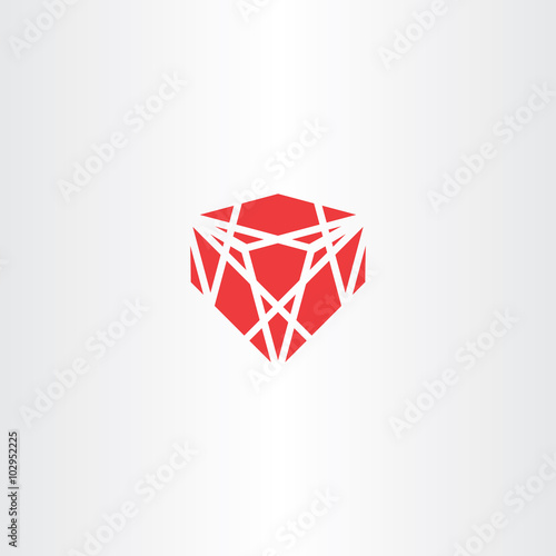 red crystal stone gem vector icon