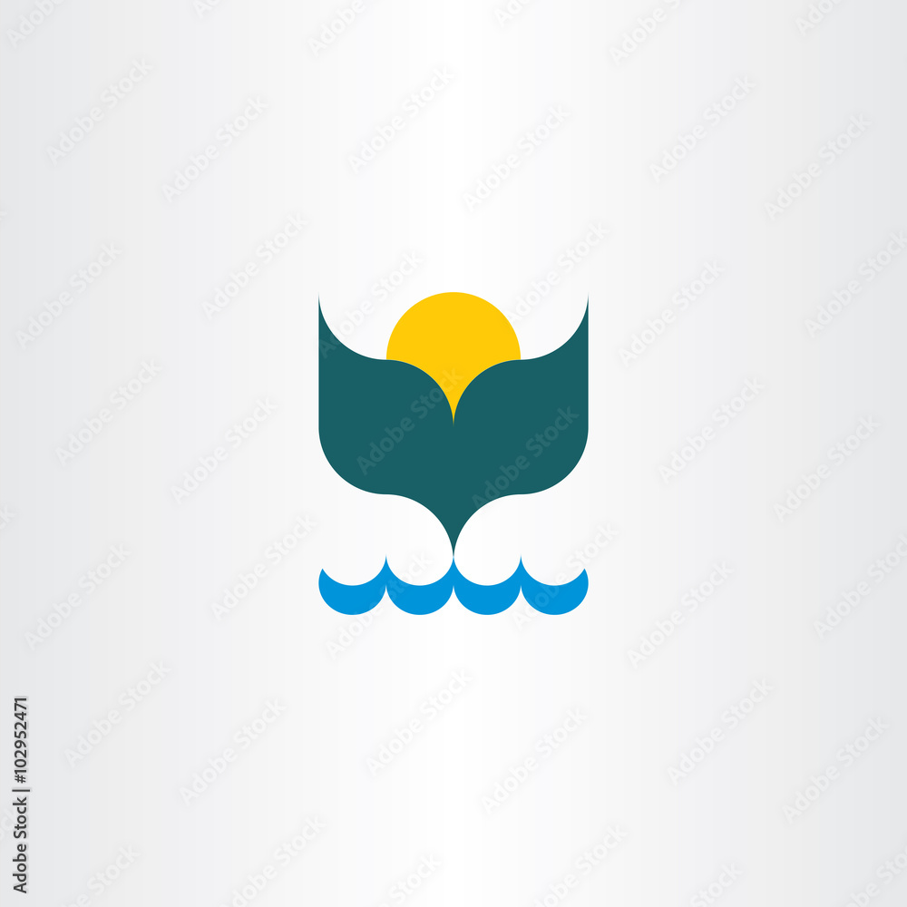Obraz premium whale tail ocean sun vector summer icon