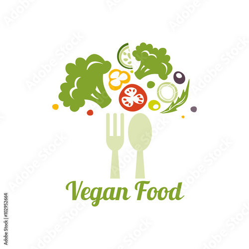 Vegetarian food symbol. Creative logo design concept for healthy food.