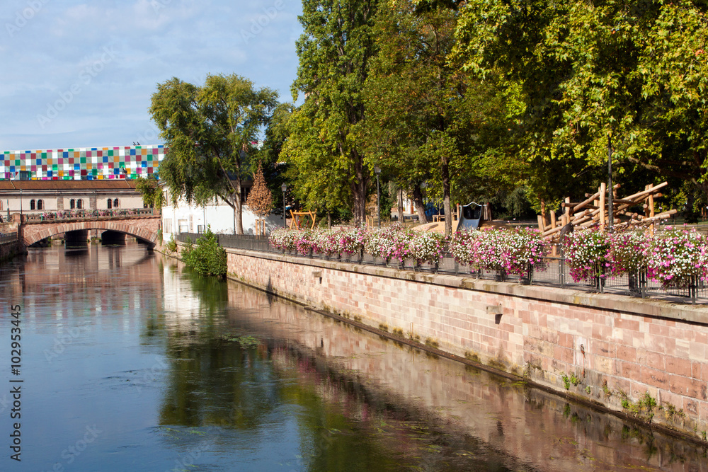 Fototapeta premium Strazbourg, river and flowers