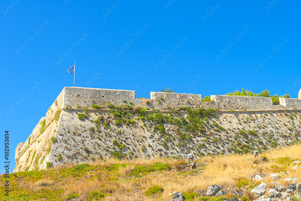 Historical castle at the entrance of Rethimno, Crete, Greece