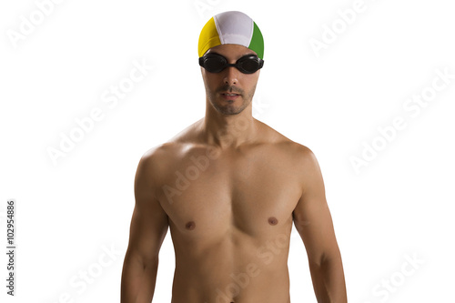  Portrait of man in swimsuit  professional swimmer with Brazilia