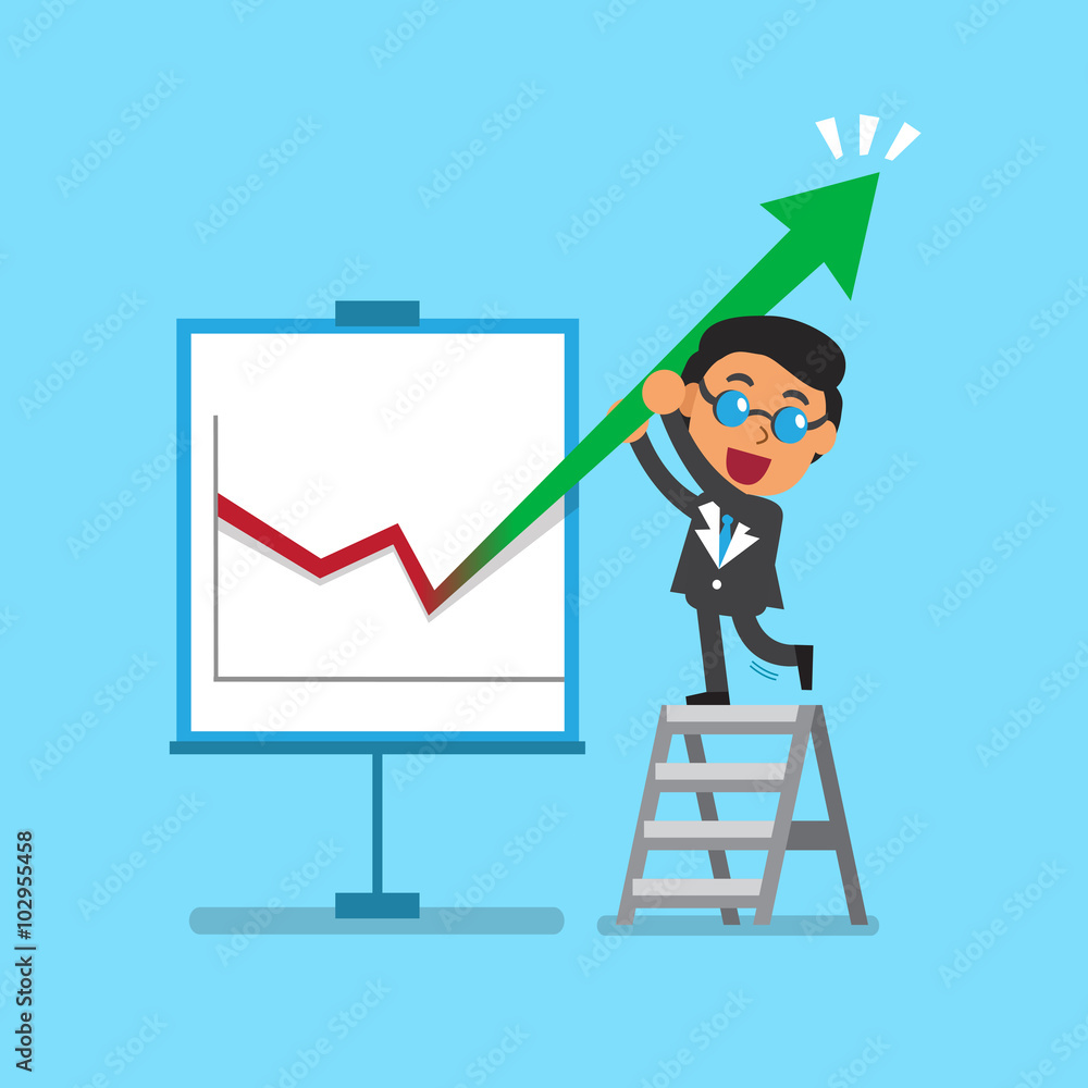 Business concept a businessman and arrow chart