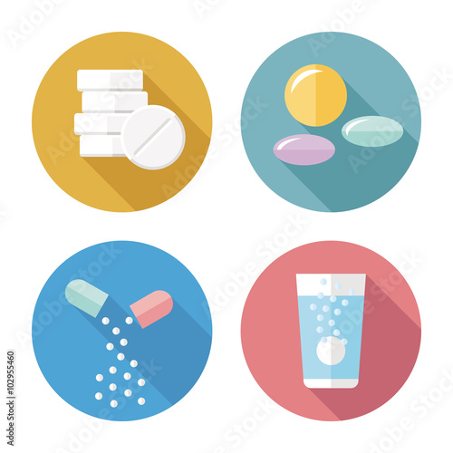 Drug forms color icons vector