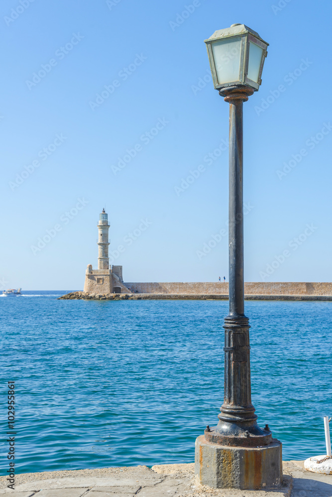 Historical lighthouse in Chania, Crete