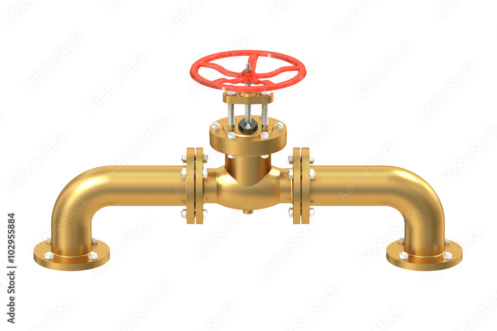 copper pipeline with valve