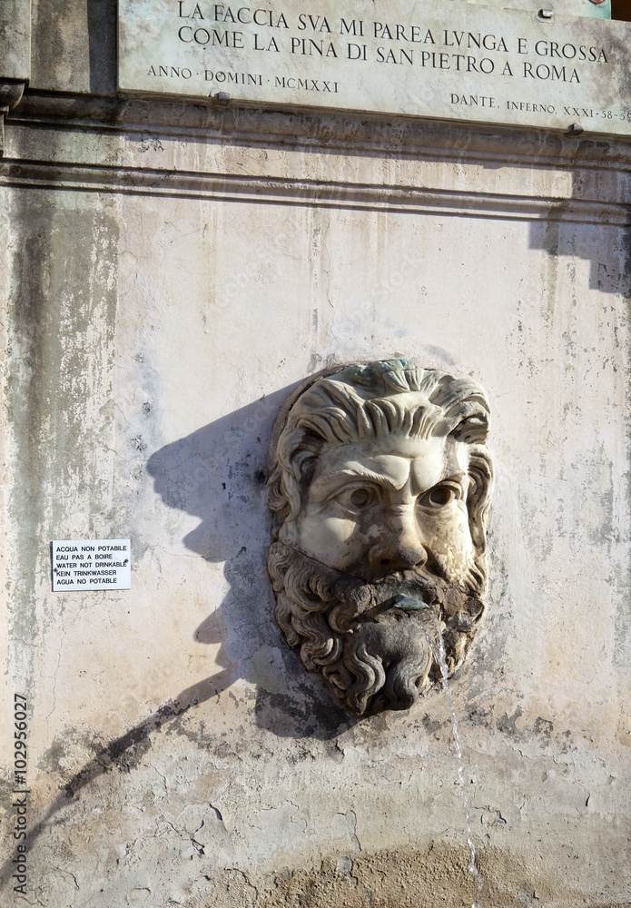 fountain in the form of the man head. Vatican. Rome. Italy...
