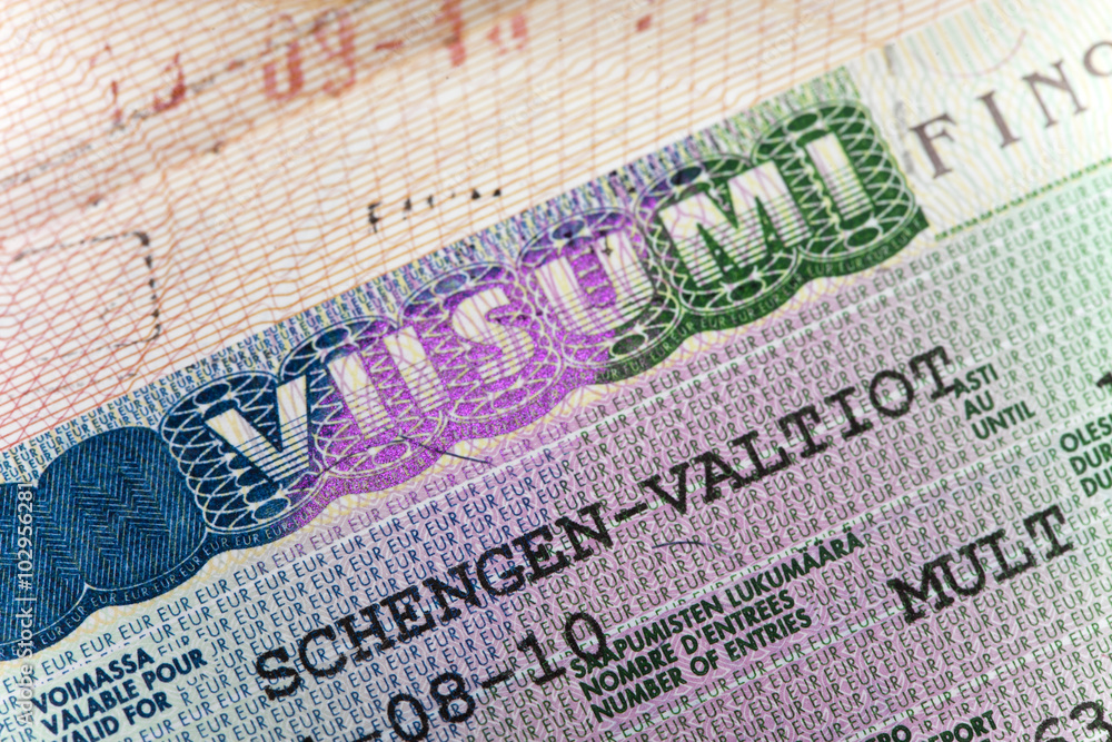 Fototapeta premium The Schengen visa in the passport
