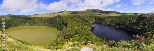 Lagoa Funda and Lagoa Comprida twin lakes on Flores island, Azores archipelago photo