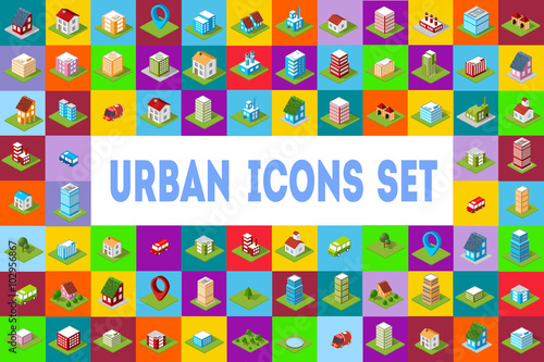 icons Isometric city