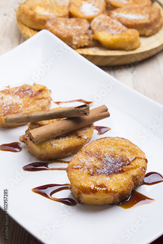 plate with torrijas, typical spanish