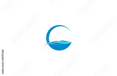 wave ocean icon logo vector