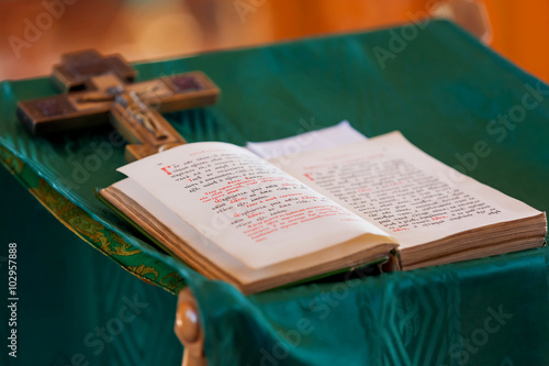 Prayer book. Ceremony in the Orthodox Christian Church. Russia. photo
