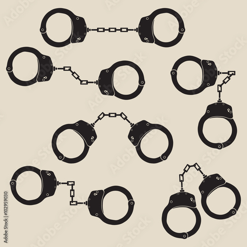Set of vector handcuffs icons. Handcuffs sign. Vector illustrati photo