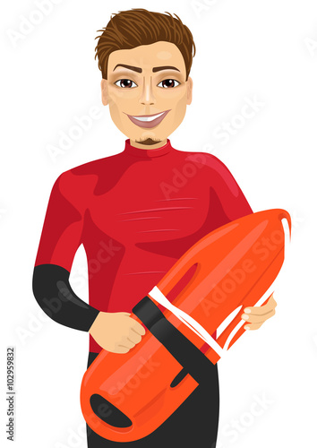 Принти на полотні male lifeguard holding a rescue can