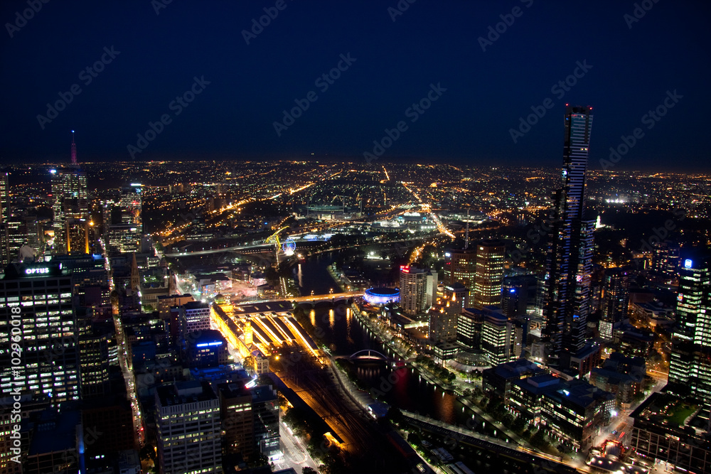 Obraz premium Melbourne skyline at night