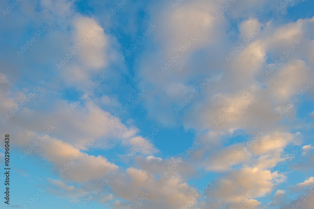 Clouds in a blue sky in winter