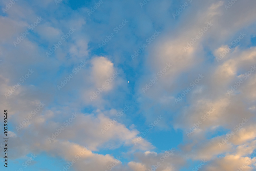 Clouds in a blue sky in winter