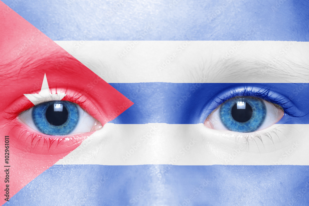 Fototapeta premium human's face with cuban flag