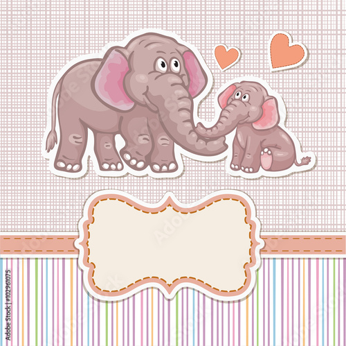 Baby shower invitation with elephants