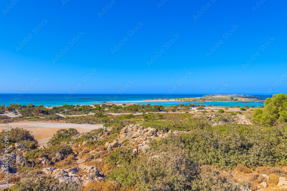 Panoramic view of the Kedrodasos beach, Crete, Greece