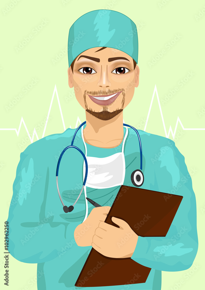handosme male doctor or nurse with stethoscope taking notes handosme male doctor or nurse with stethoscope taking notes