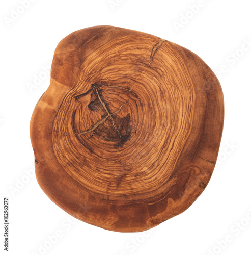 Board from old olive tree isolated