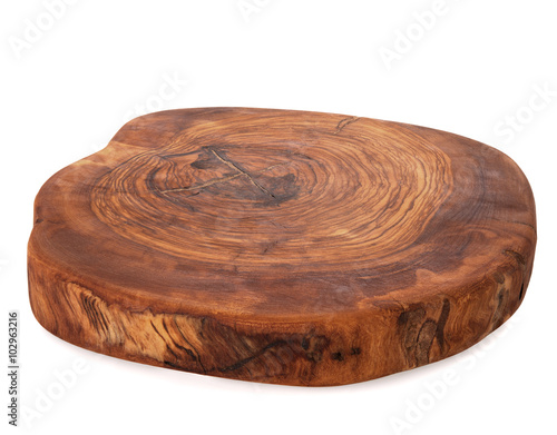 Board from old olive tree isolated