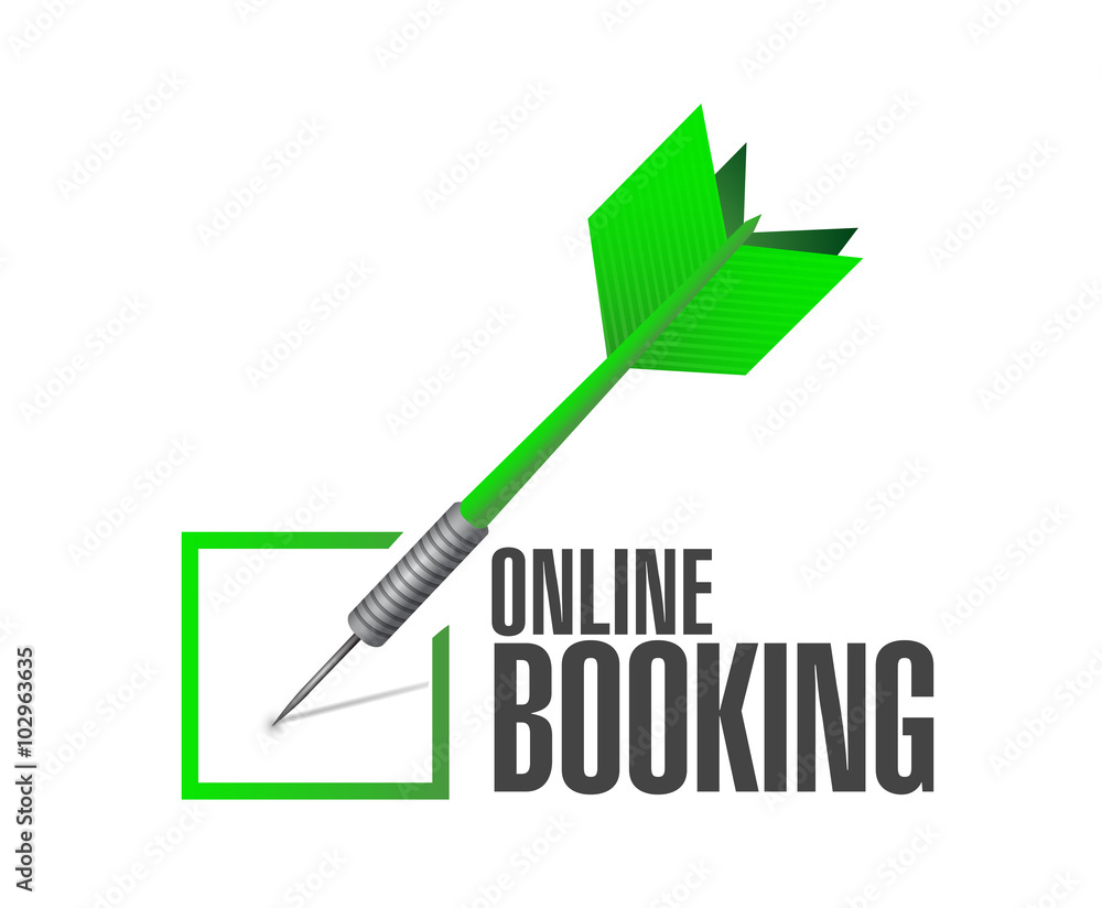 online booking check mark dart sign concept online booking check mark dart sign concept