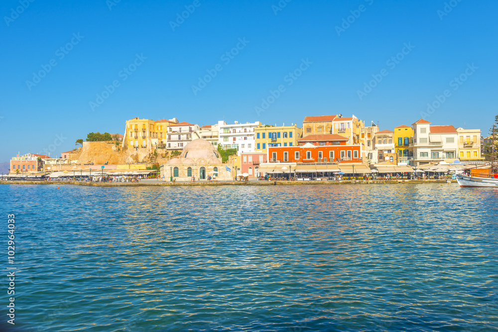 The beautiful port of Chania at Crete, Greece