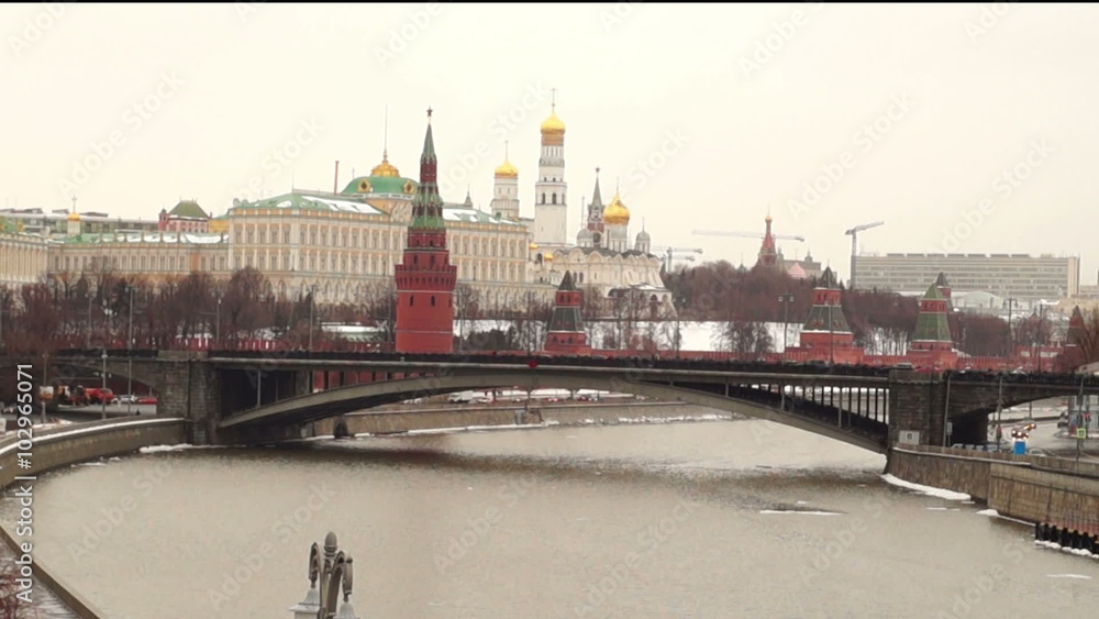 View of Moscow Kremlin and the Lardge Stone Bridge from the Patriarchal Bridge. January 2016 View of Moscow Kremlin and the Lardge Stone Bridge from the Patriarchal Bridge. January 2016