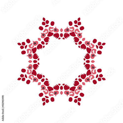 Rowan berries. Circle. Template for your design. Card.