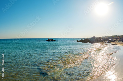 Crystal clear blue water in south Crete, Greece photo