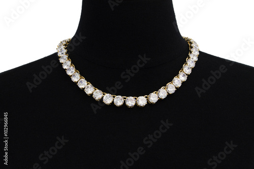 Expensive and Luxurious Diamond Necklace in Yellow Gold with Huge Diamonds on a Bust