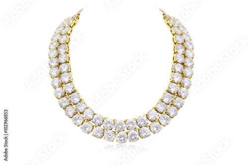 Expensive and Luxurious Double Row Diamond Necklace in Yellow Gold with Huge Diamonds