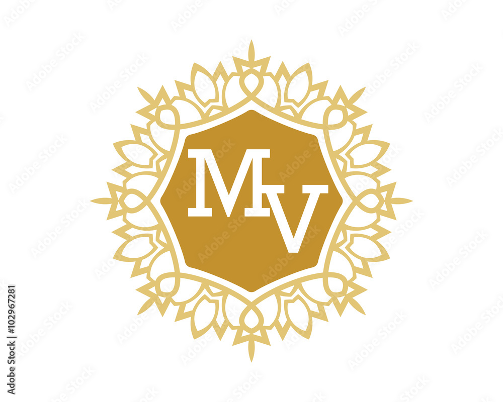 MV initial royal letter logo