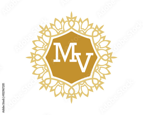 MV initial royal letter logo